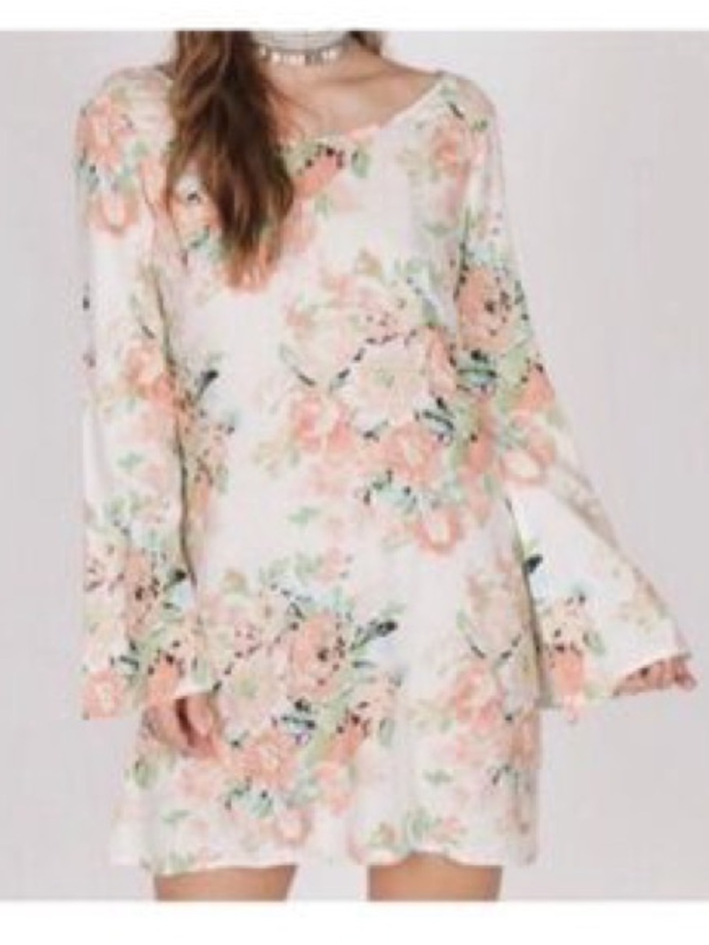 Anthropologie Raga Low Back Flare Bell Sleeve Longsleeve Mini Dress S Small